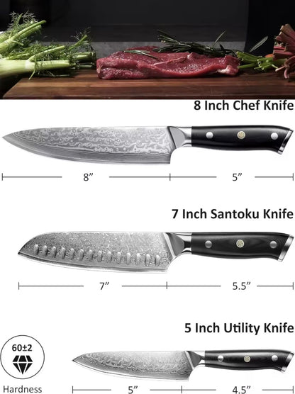 Valkyrie Cutlery (3 Piece Cutlery Set Demascus Steel)